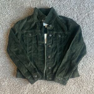 Per Se Olive Green Corduroy Button Down Jacket